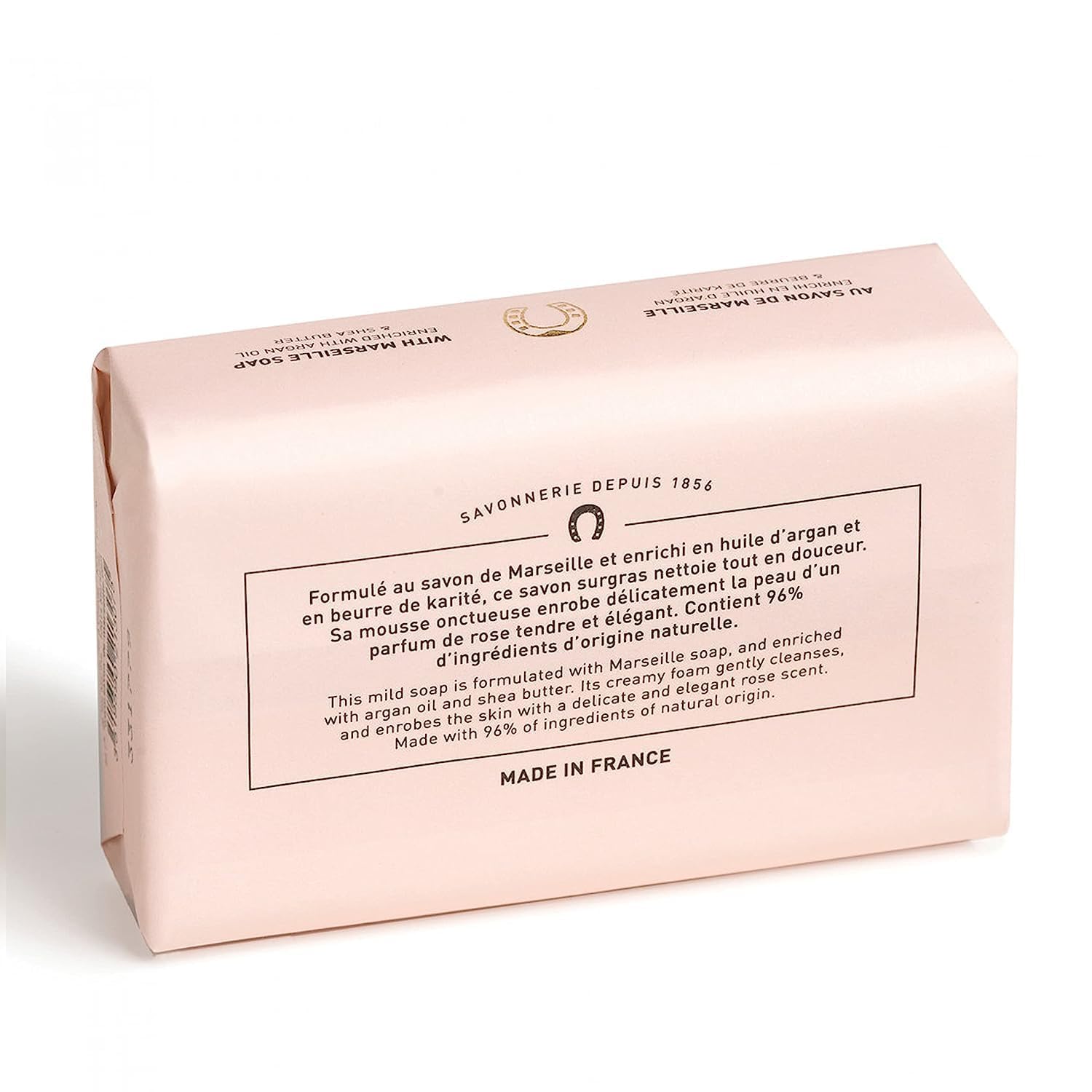 Fer à Cheval – Barra de jabón perfumado con pétalos de rosa, 4.41 oz (paquete de 2)  Suave hidratante natural, aceite de argán y manteca de karité