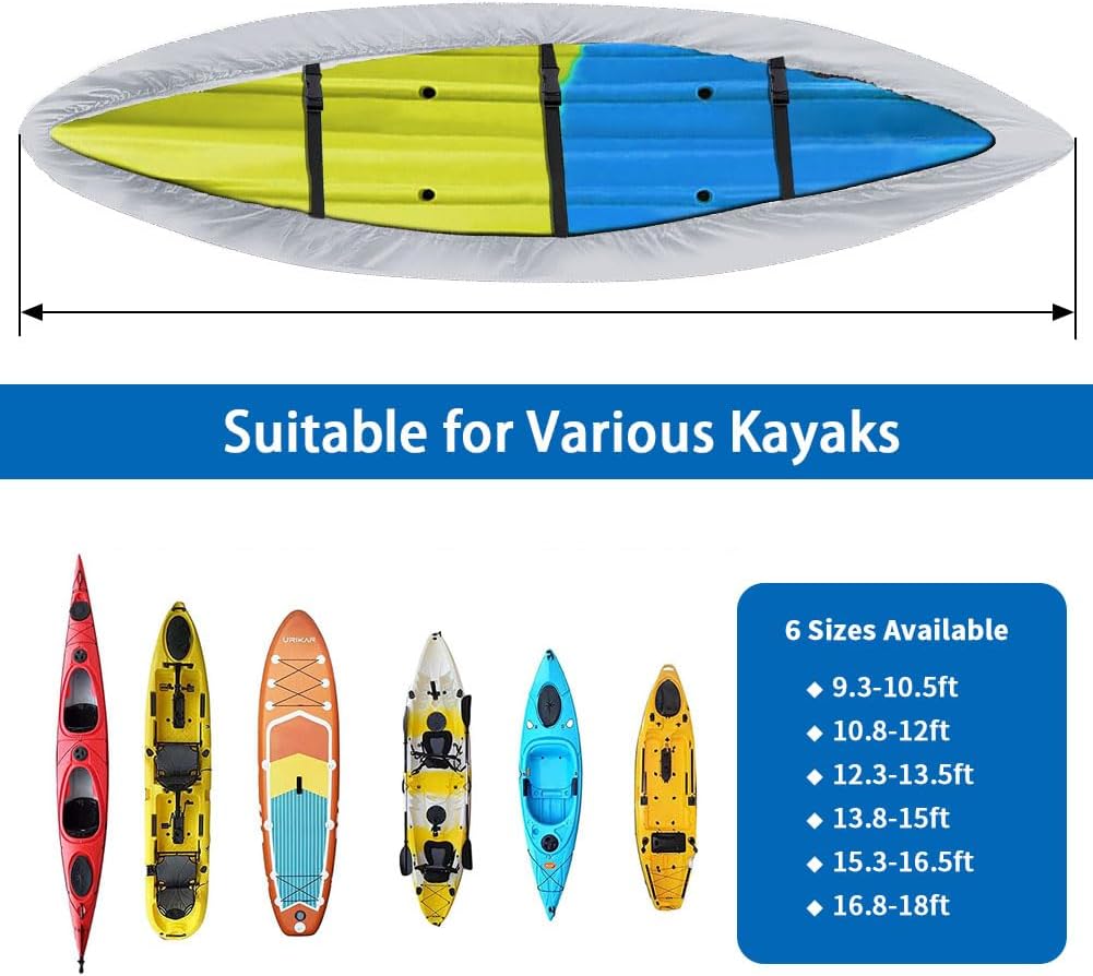 iCOVER – Funda para kayak, resistente al agua, para canoa, resistente a los rayos UV, cubierta para lancha de pesca para almacenamiento al aire