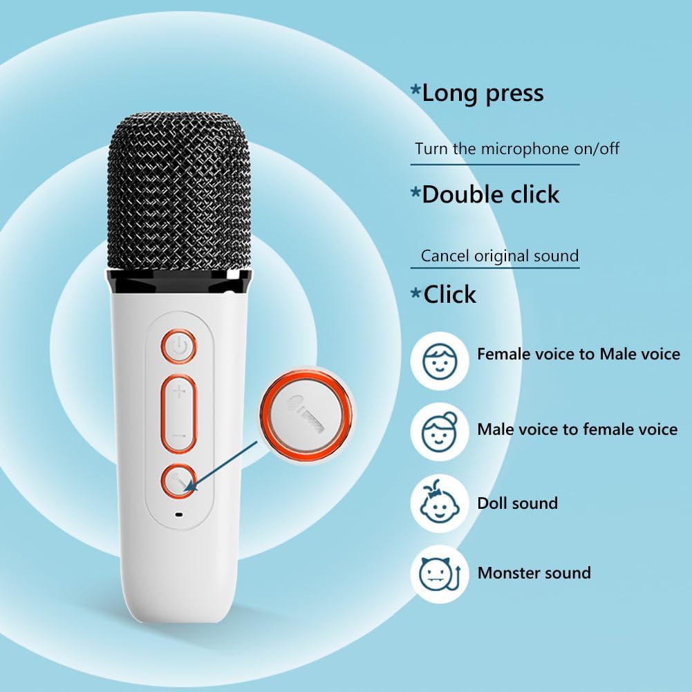 Mini máquina de karaoke para adultos y niños, altavoz portátil de karaoke Bluetooth con micrófono inalámbrico y luces LED, regalos de karaoke para