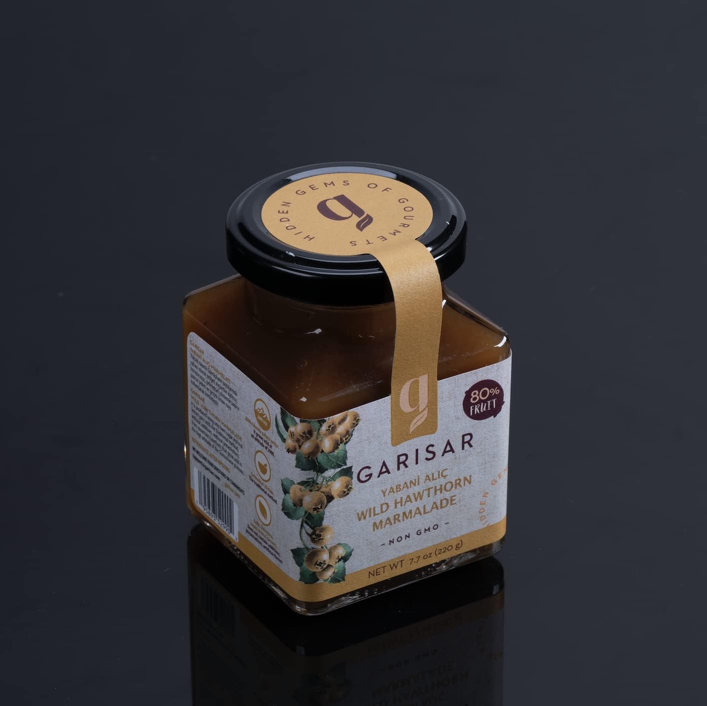 Garisar -Mermelada de rosa mosqueta silvestre – Mermelada de espino silvestre – Mermelada de cereza cornalina silvestre – 80% fruta – 7.7 oz cada
