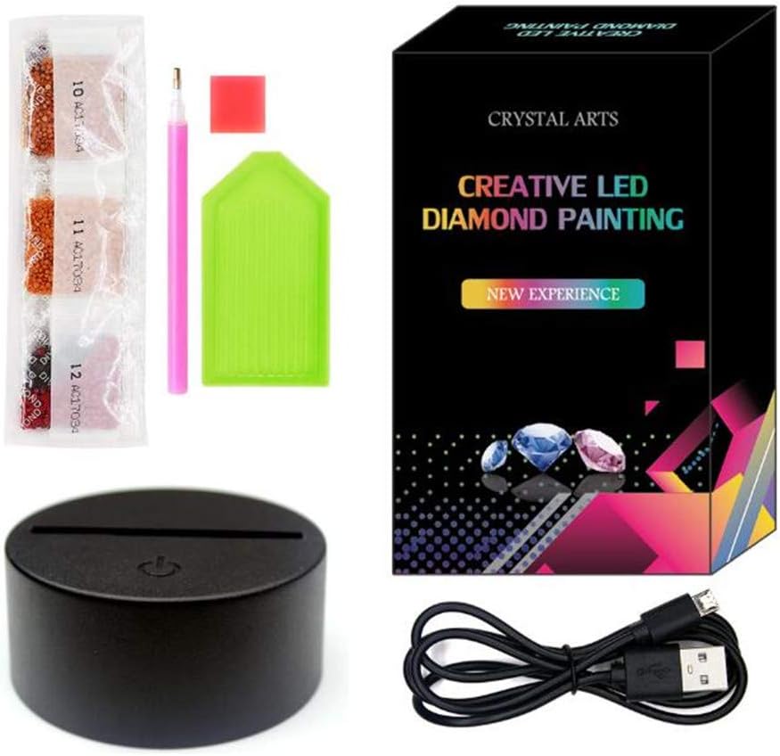 pigpigboss Kit de pintura de diamante de noche de pintura de diamante 5D para adultos, kit de lámpara de noche con pintura de diamante de animales,
