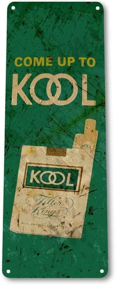Letrero de metal de lata de Kool Cigarrillos, letrero de metal para barra de cigarros, ahumado, decoración de bar, póster de bar, 4 x 16 pulgadas