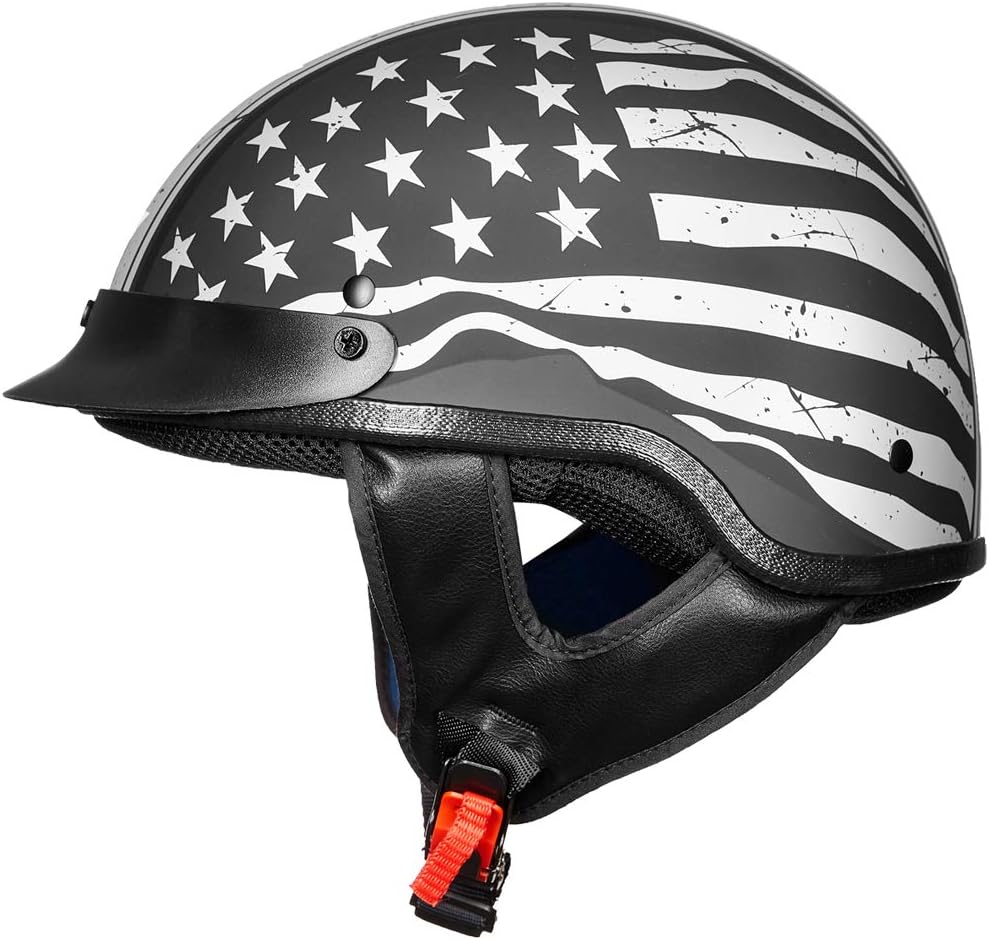 ILM Casco de media cara para motocicleta, aprobado por DOT, modelo ILM-205