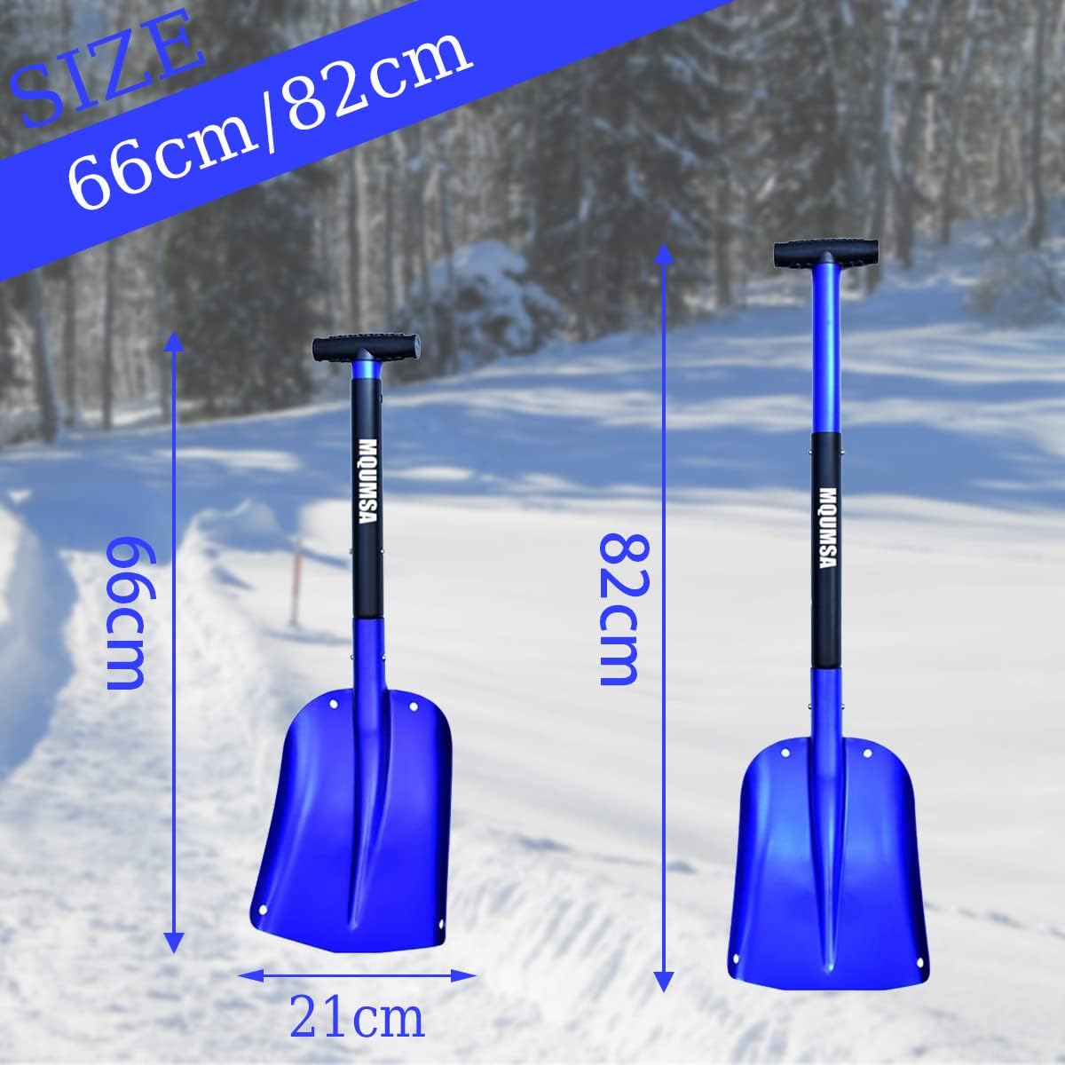 Portátil telescópico aluminio utilitario coche ajustable edición extendida pala de nieve (azul)