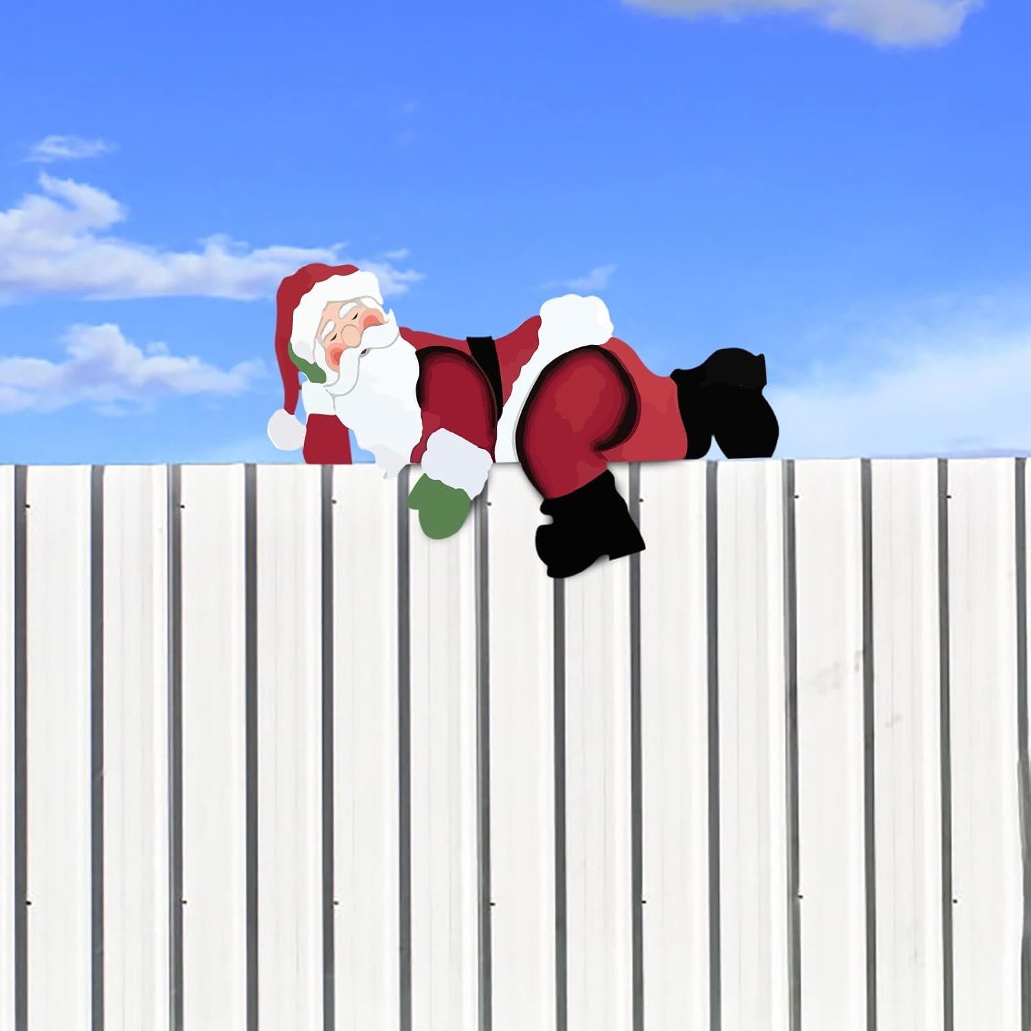 Decoración de valla de Navidad con muñeco de nieve de Papá Noel, reno, muñeco de nieve, monstruo, valla de Navidad, decoración divertida de Navidad