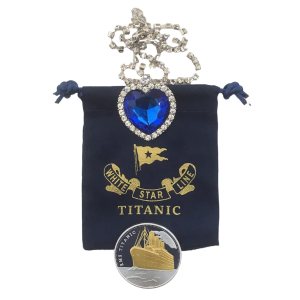 Titanic Heart of the Ocean Necklace and Titanic Coin Titanic Heart of the Ocean Necklace and Titanic Coin