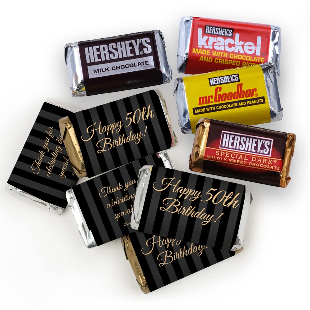 105 piezas de caramelos Hershey de 50 cumpleaños a granel mezcla de chocolate (1.75 libras – aproximadamente 105 piezas) suministros de recuerdo de