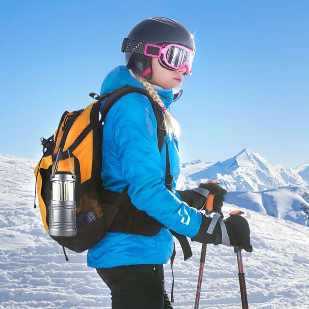 AlphaDesignLux – Linterna LED portátil plegable para campamento, ligera, impermeable, recargable por USB, kits de supervivencia para interiores y
