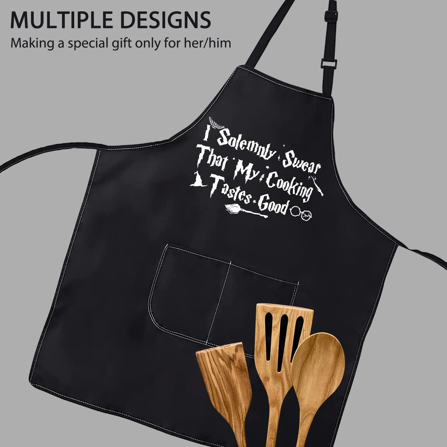 POFULL Delantal de mago I Solemnly Swear My Cooking Tastes Good Apron Halloween Theme Gift