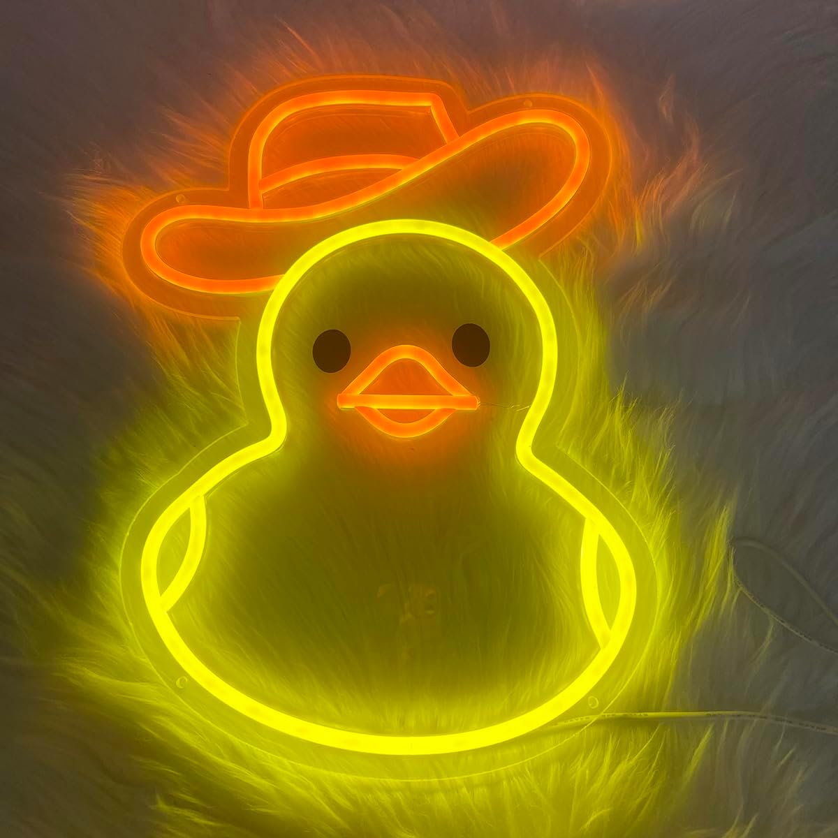 Sombrero de vaquero de anime, letrero de neón de pato para decoración de habitación de niños, lámpara de noche de animales para juegos, tienda, bar,