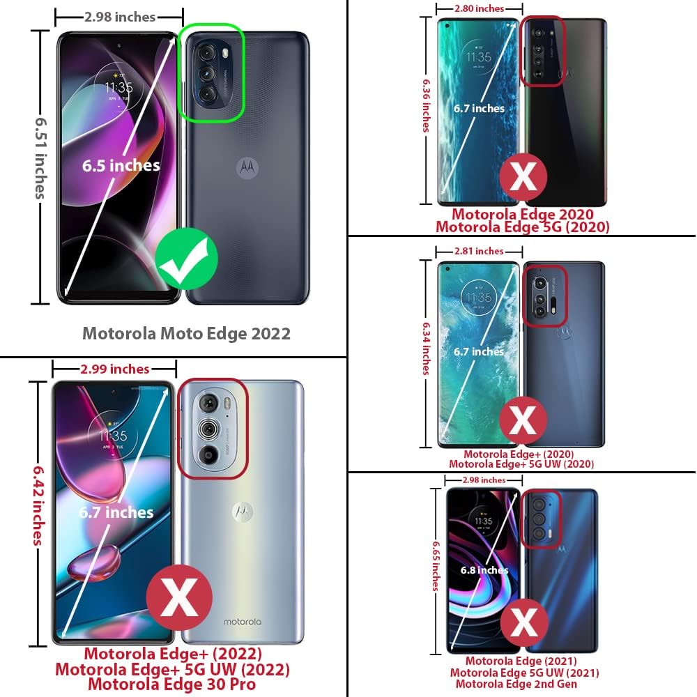TJS Funda compatible con Motorola Moto Edge 2022, con protector de pantalla de vidrio templado doble capa a prueba de golpes, resistente, híbrida