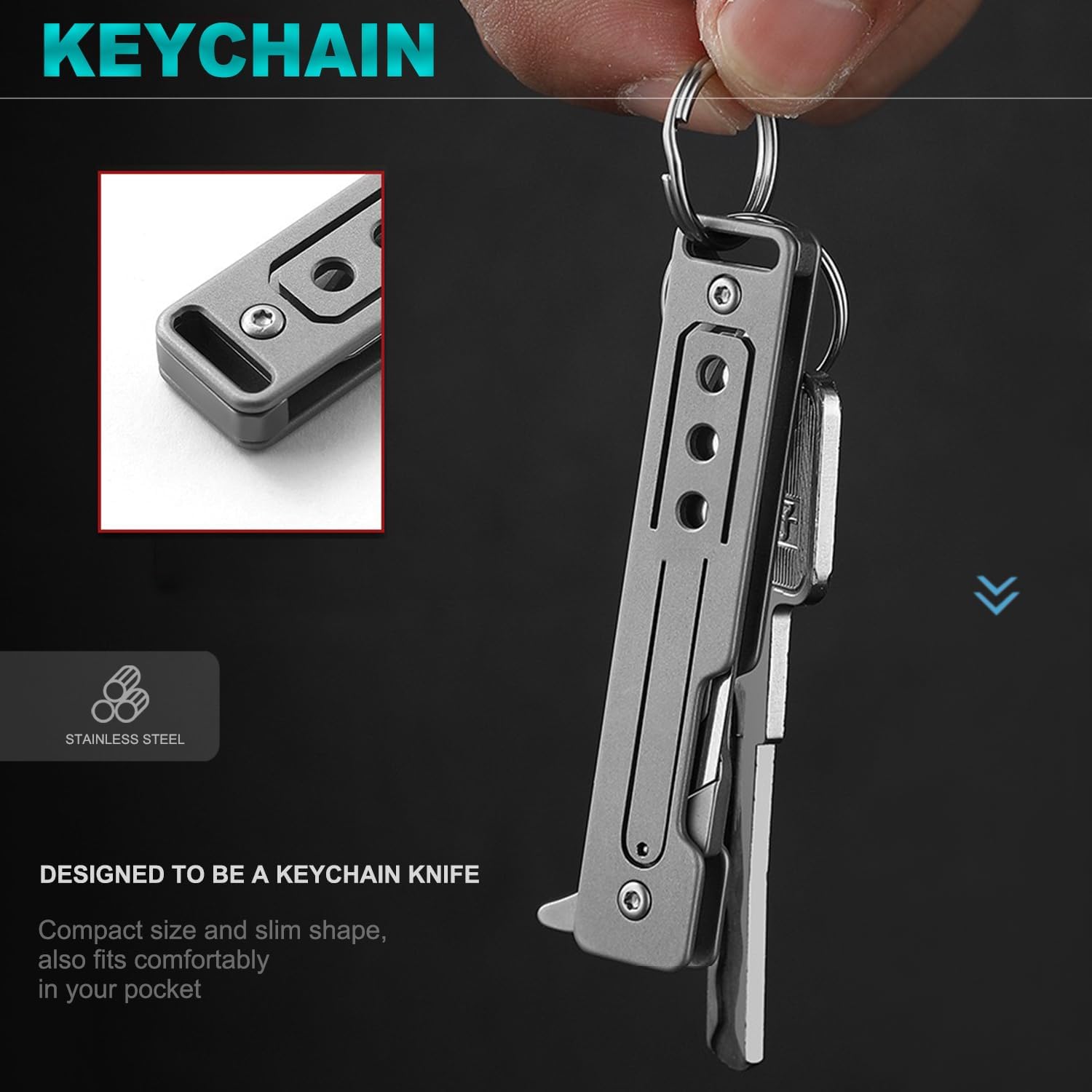 Cuchillo de bisturí plegable, cuchillo de bolsillo para hombres, cuchillo de llavero pequeño, cuchillos delgados con 10 cuchillas reemplazables #24,