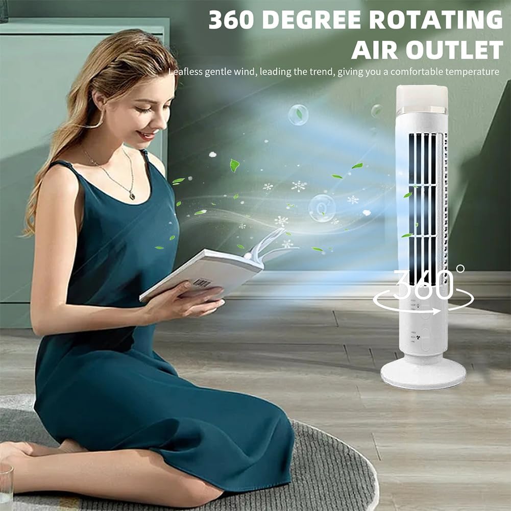 DENGWANG Ventilador de torre sin hojas con luz nocturna de atmósfera, ventilador de torre sin aspas, ventilador de torre silencioso para dormitorio,