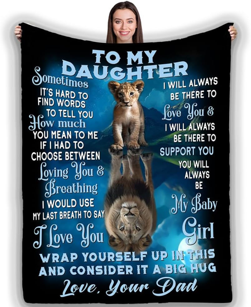 Namashops Manta de forro polar con texto en inglés To My Daughter from Dad, Tiger Fleece Blanket for Daughter para hija, manta de regalo para hija