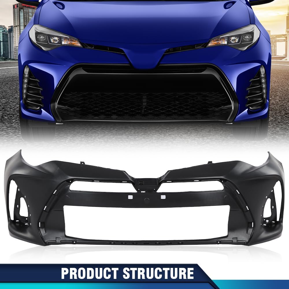 PIT66 Cubierta de parachoques delantero imprimada compatible con Toyota Corolla 2017-2019 (para modelos Sedan 4 puertas SE y XSE) TO1000424,