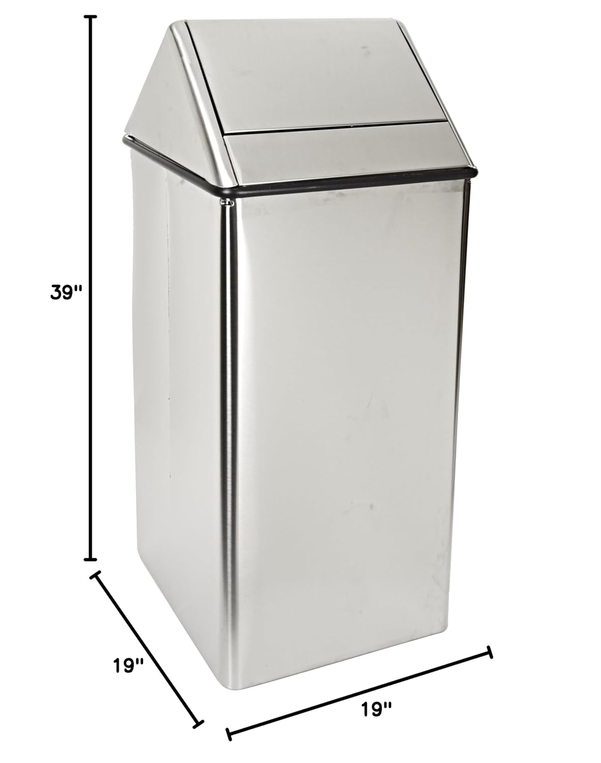 Witt Industries 1511HTSS – Cesta de acero inoxidable de 36 galones para vigilancia de residuos y receptáculo con parte superior, cuadrado, 19