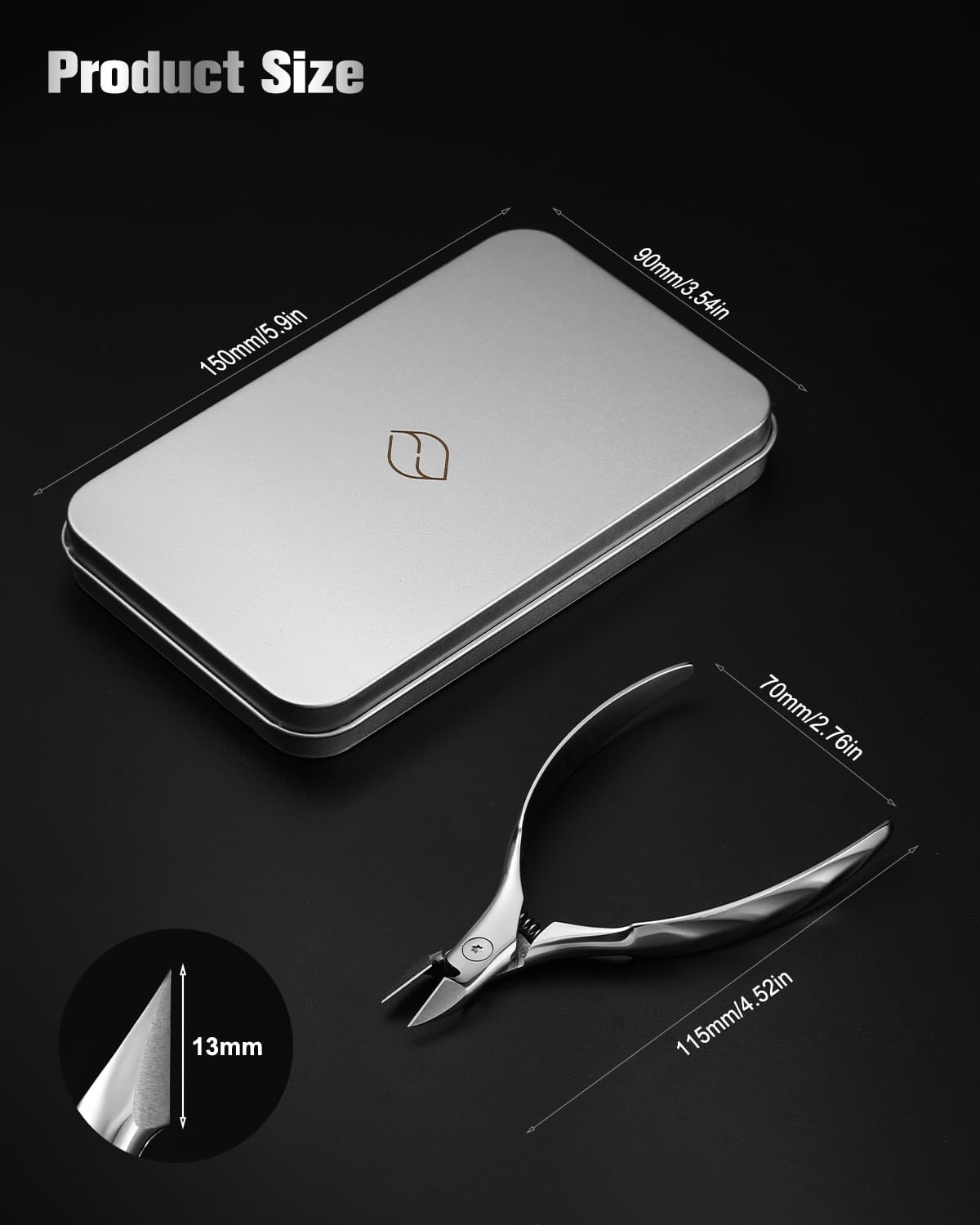 FERYES Cortadora de cutículas de mandíbula completa, cortadora de cutículas de uñas resistente con resorte integrado, herramienta removedor de