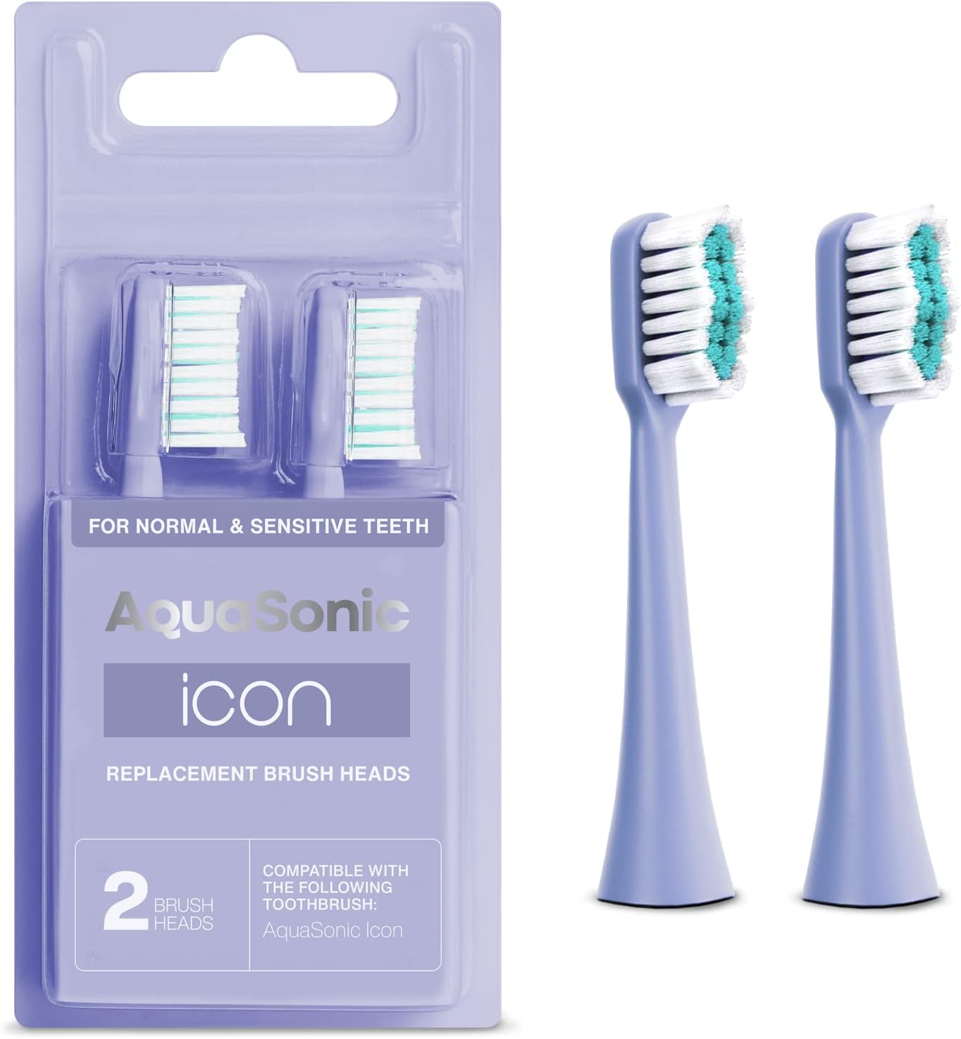 AquaSonic Icon – Cabezales de cepillo de repuesto  Compatible con AquaSonic Icon Cepillo de dientes  2 cabezales de cepillo  para dientes normales y
