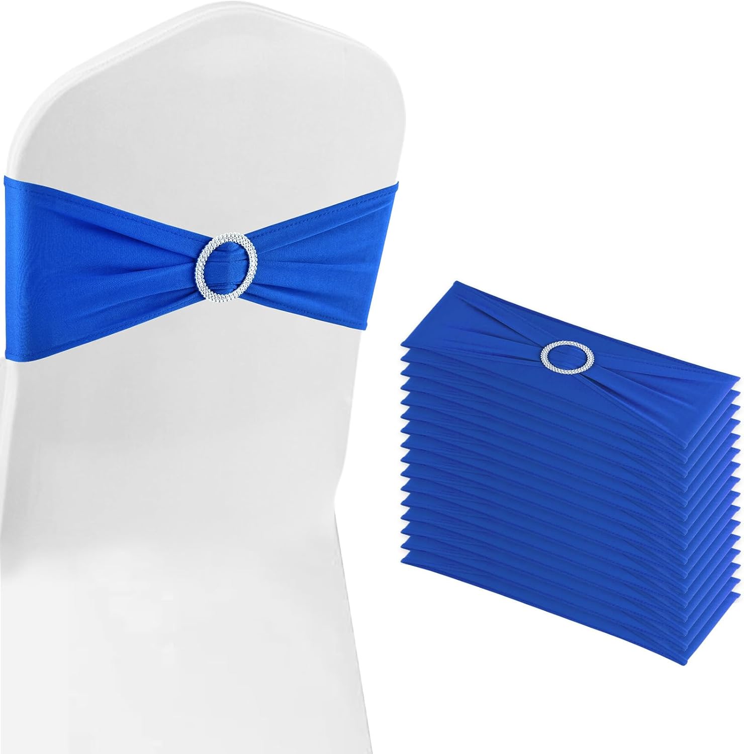 BOUBONI Paquete de 25 bandas elásticas de elastano para sillas con hebillas para sillas plegables, bodas, fiestas, recepciones, baby shower,