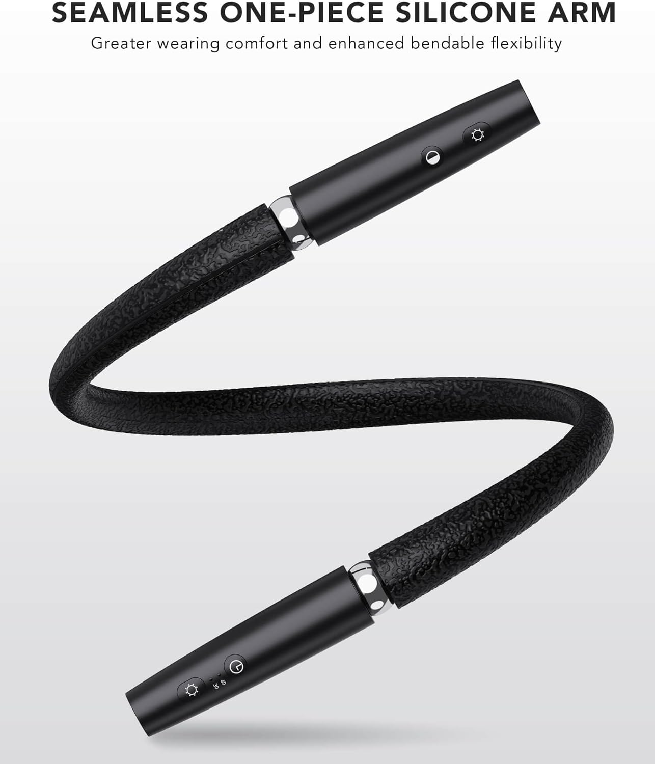 Luz de lectura para el cuello, luz de libro para leer en la cama ajuste de ejes de dirección, brazo de silicona flexible, luz LED recargable de
