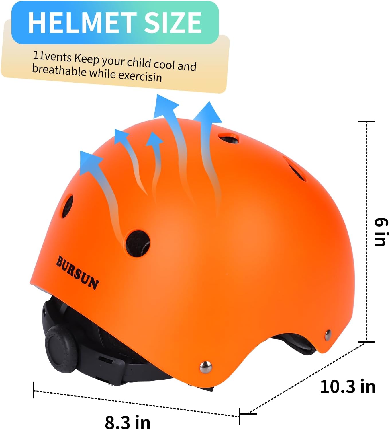BURSUN – Casco de bicicleta para niños con ventilación y ajustable, para niños de 2 a 14 años, casco multideportivo para patineta, patinaje,