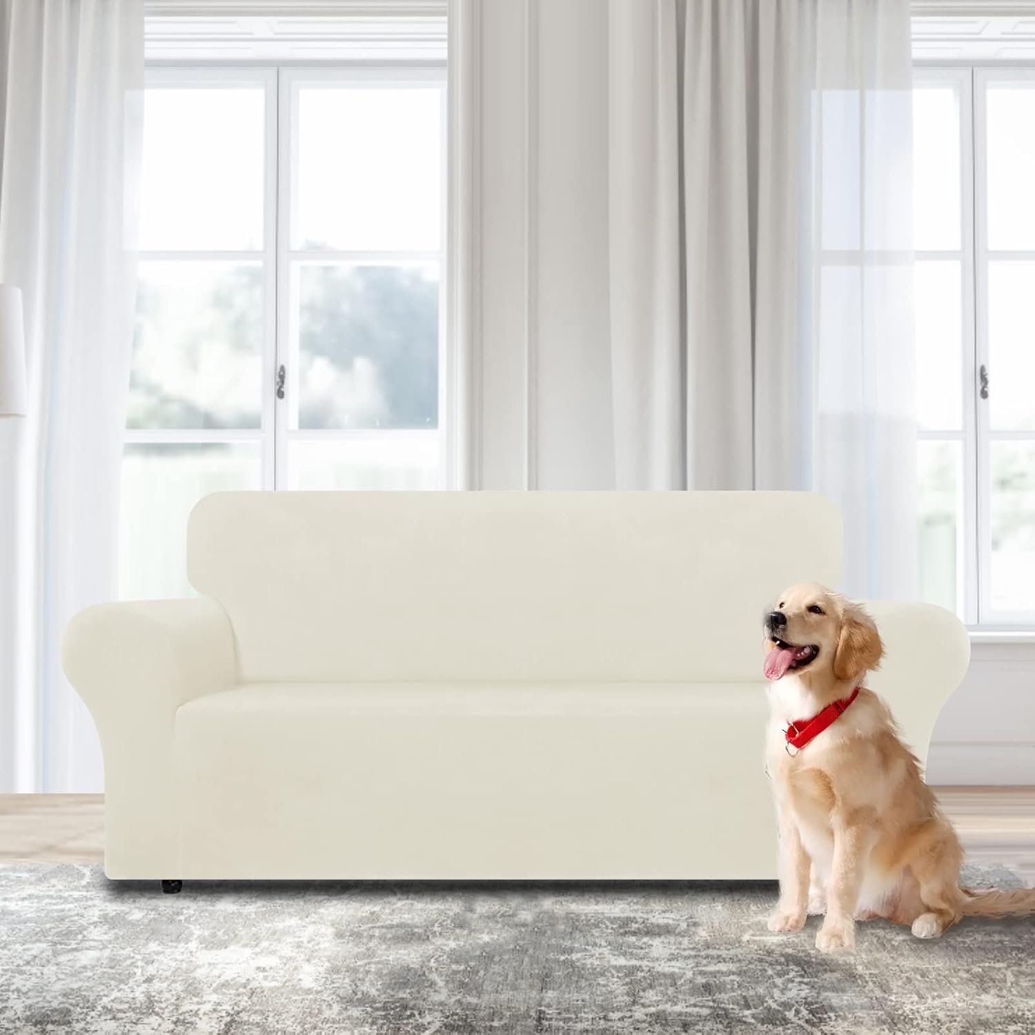 WEERRW Funda de terciopelo para sofá, funda de sofá de alta elasticidad con espuma antideslizante y parte inferior elástica, protector de muebles
