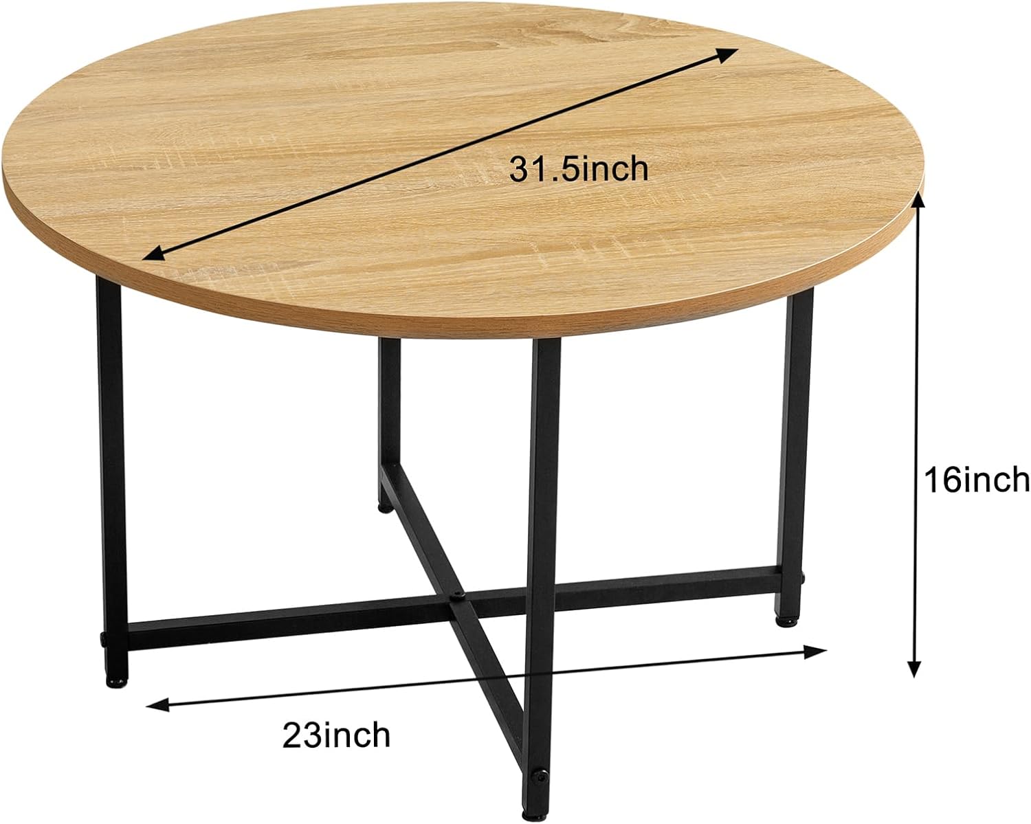 Mesa auxiliar redonda con parte superior de madera rústica y patas de metal resistentes, para sofá, sofás, mesa auxiliar, mesa auxiliar para sala de