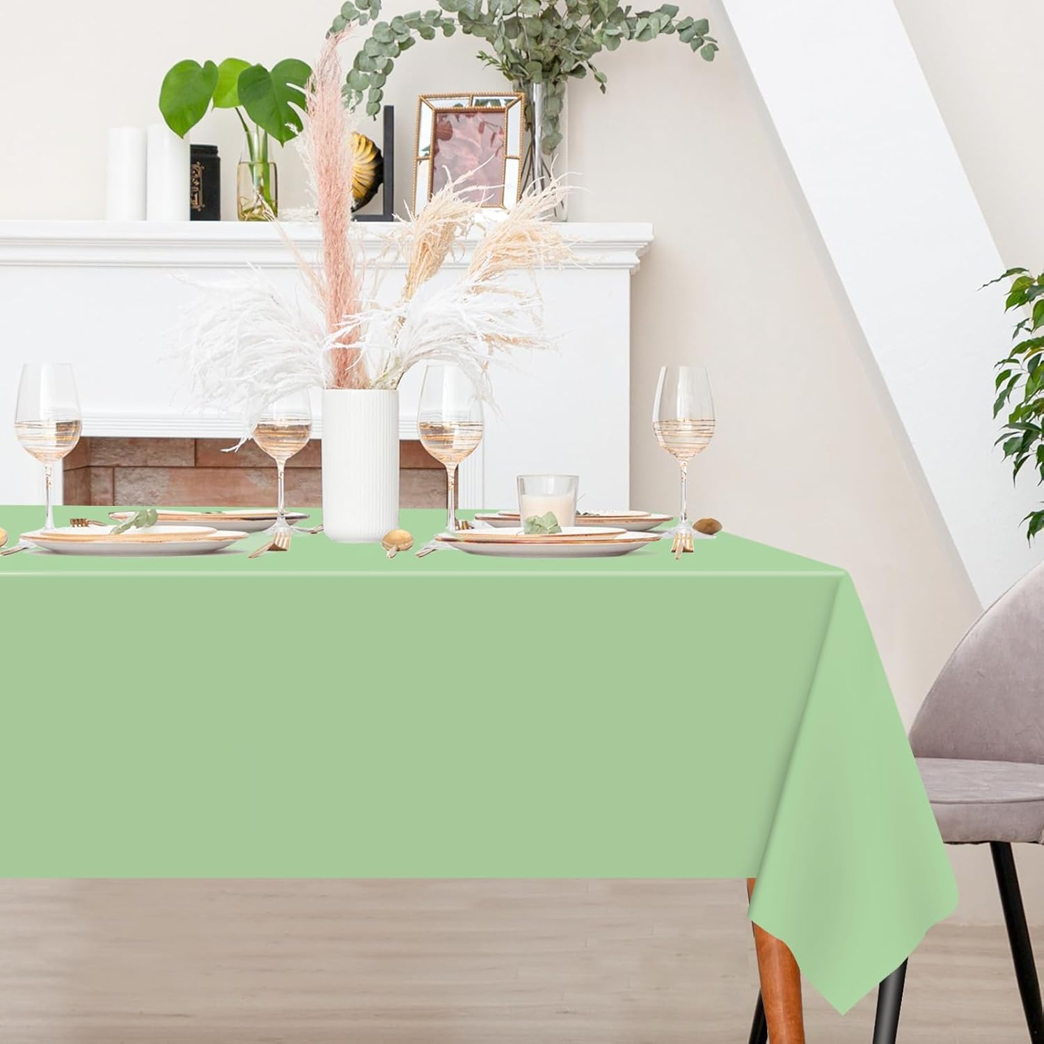 4 manteles de plástico de plástico color verde salvia, desechables para mesas para fiestas, despedidas de soltera, compromisos, bodas, cumpleaños,