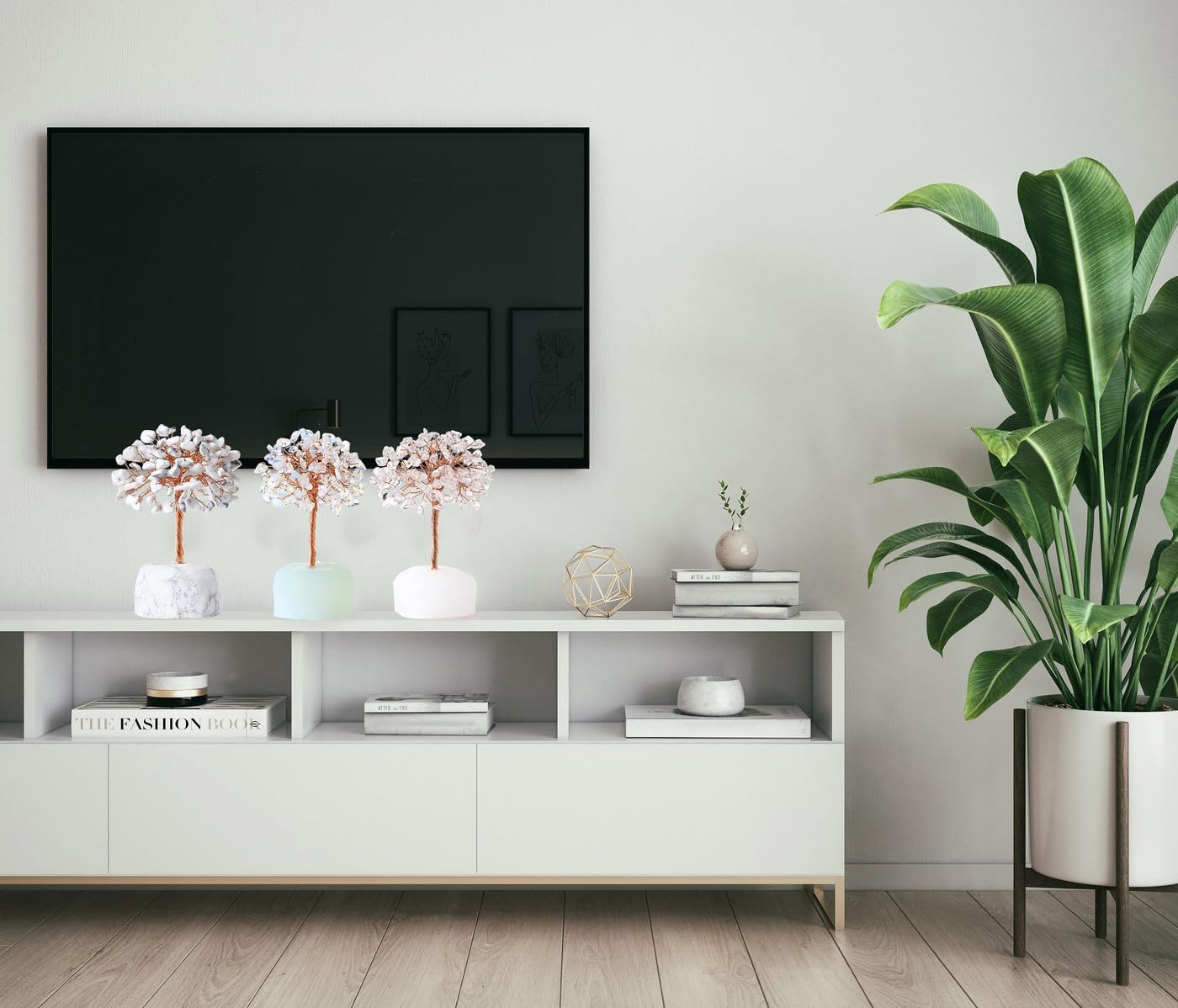 DUQGUHO Árbol de dinero de cristal curativo de cuarzo transparente con base de cuarzo natural sin procesar, árbol de cristal de piedras preciosas de