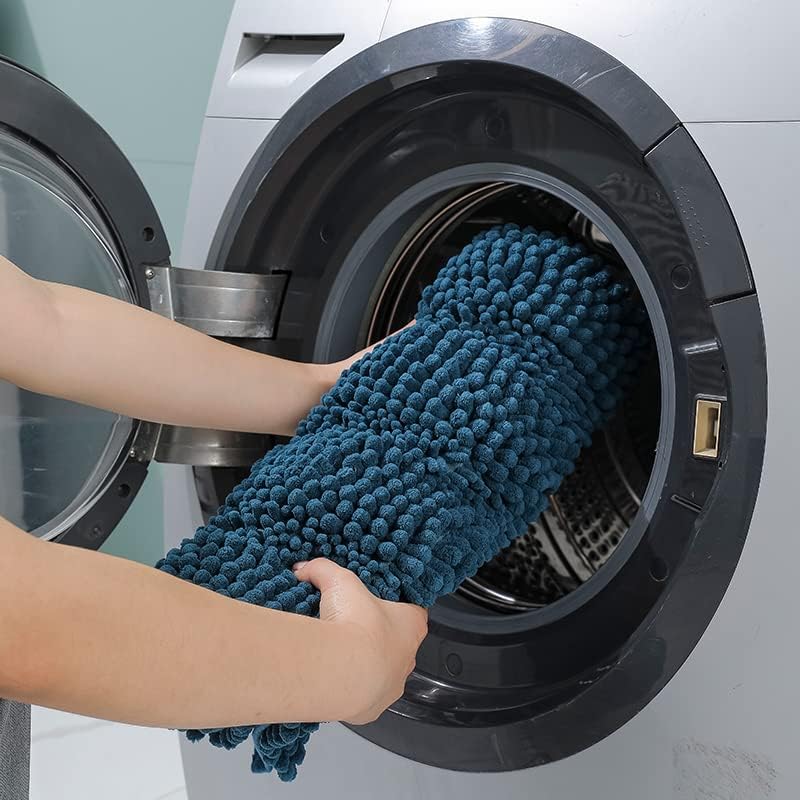 Tapetes de felpilla gruesa y suave para baño, tapetes de ducha y puerta antideslizantes ultra absorbentes (cian, 16×24 pulgadas)