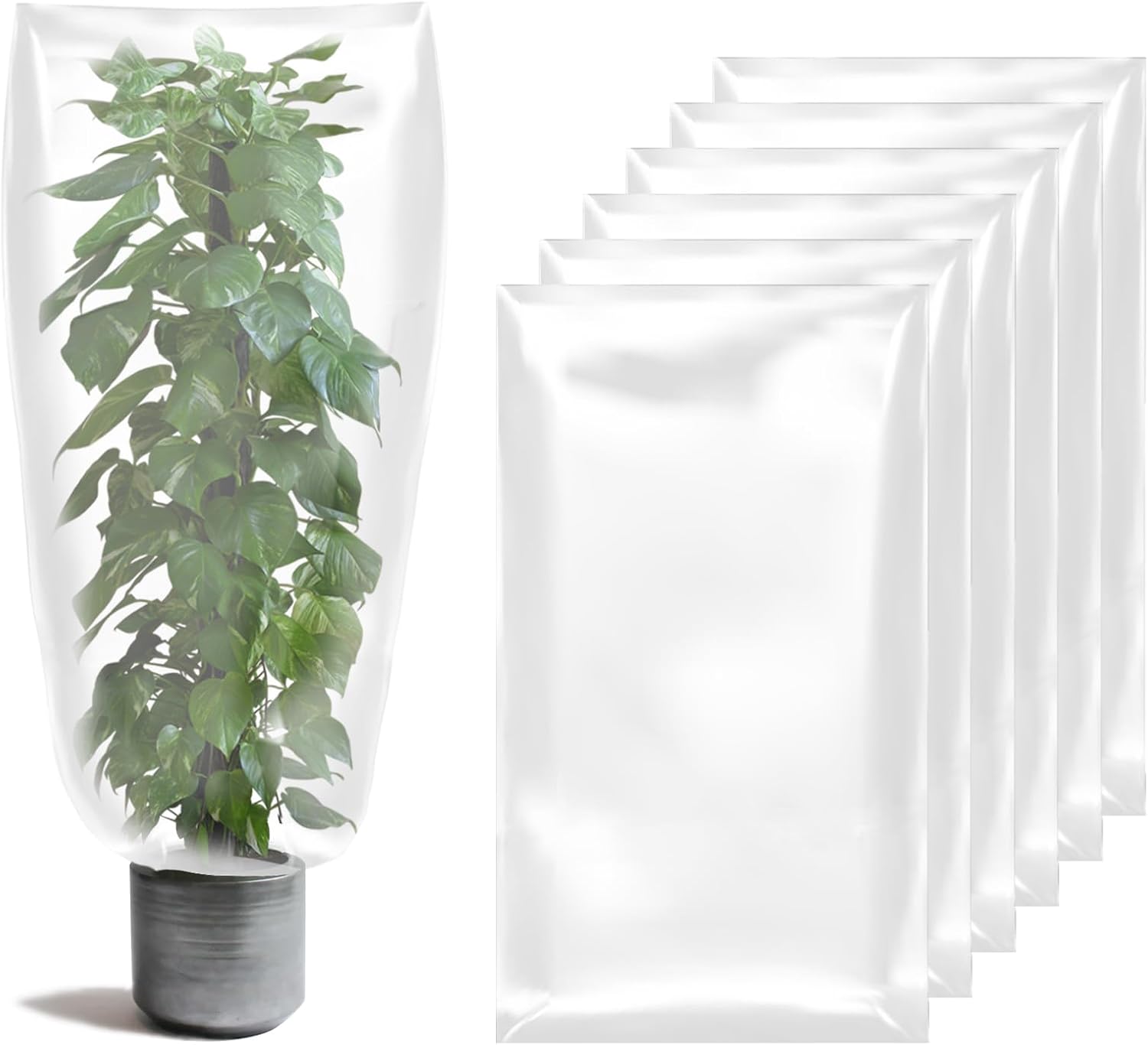 Paquete de 6 cubiertas de película protectora de plantas, 59 x 39.4 pulgadas, cubierta de protección contra congelación de plantas de invierno,