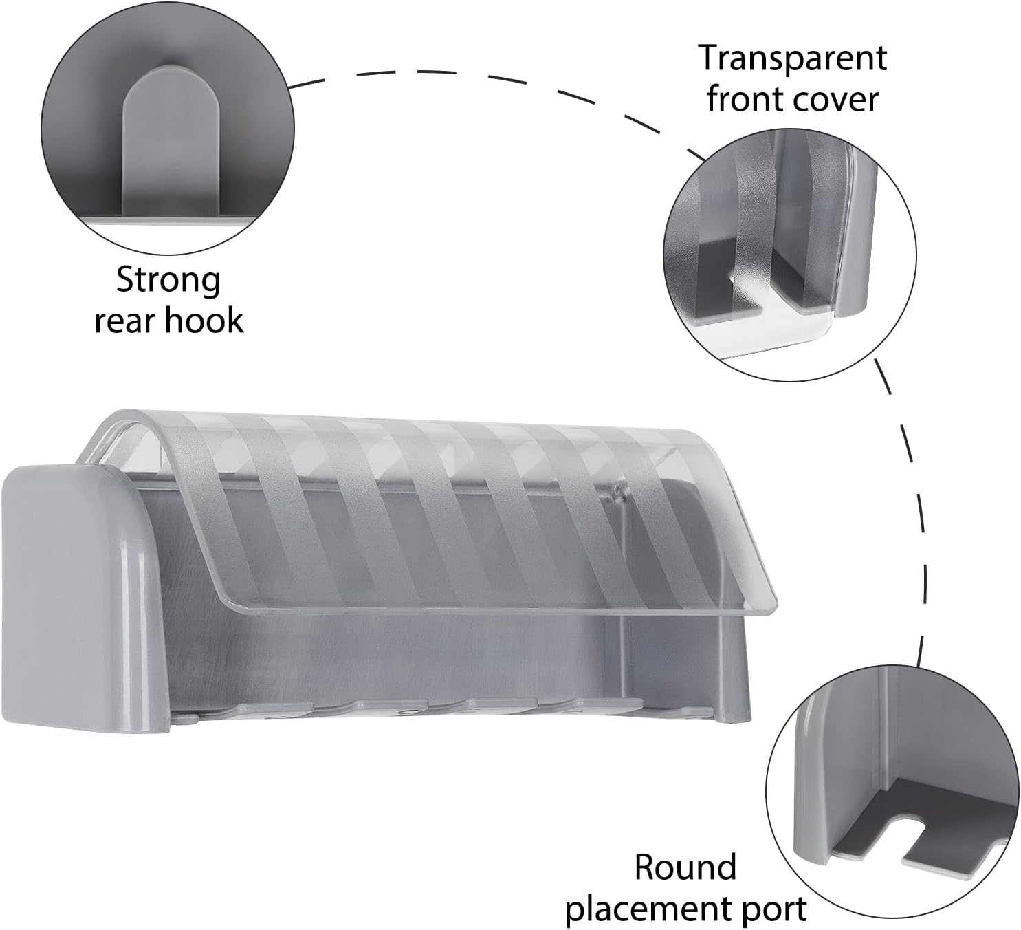 Soporte de pared para cepillos de dientes con 5 ranuras con tapa, organizador de almacenamiento de cepillos de dientes autoadhesivo para ducha,