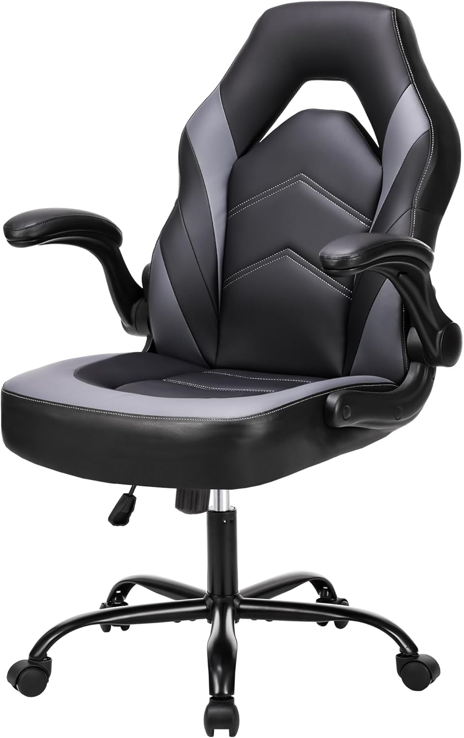 Silla de juegos  Silla de computadora de piel sintética ergonómica con soporte lumbar, sillas de escritorio con ruedas ajustables en altura con