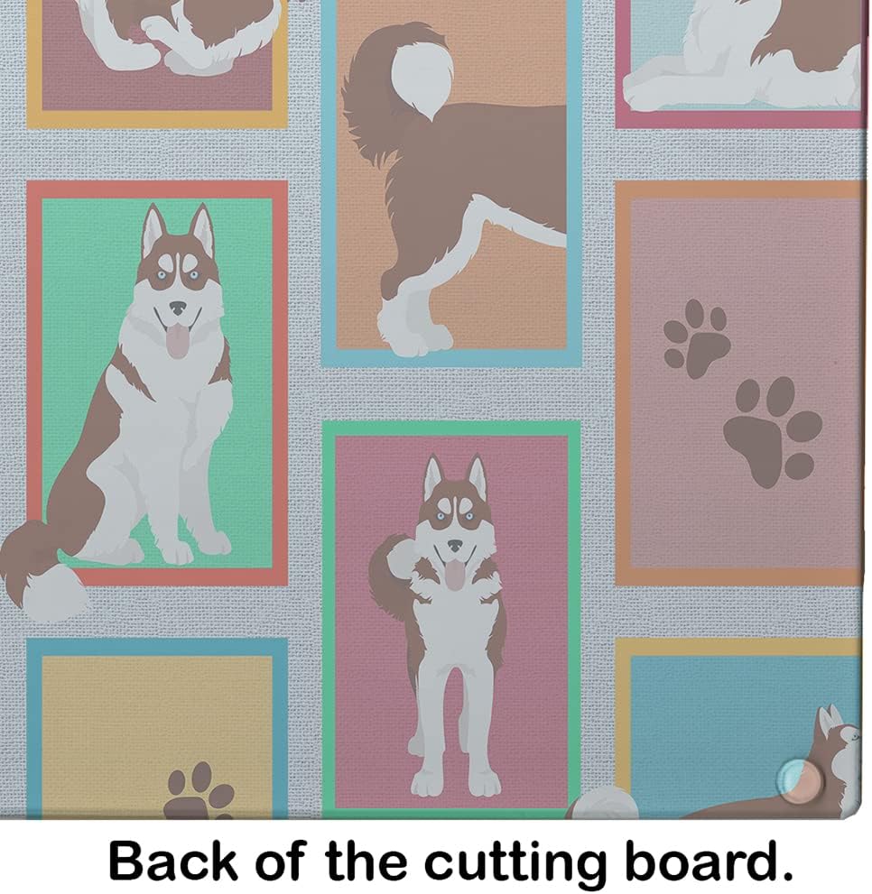 Caroline’s Treasures MLM1160LCB Lots of Red Siberian Husky Glass Cutting Board Large Decorative Tempered Glass Kitchen Cutting and Serving Board