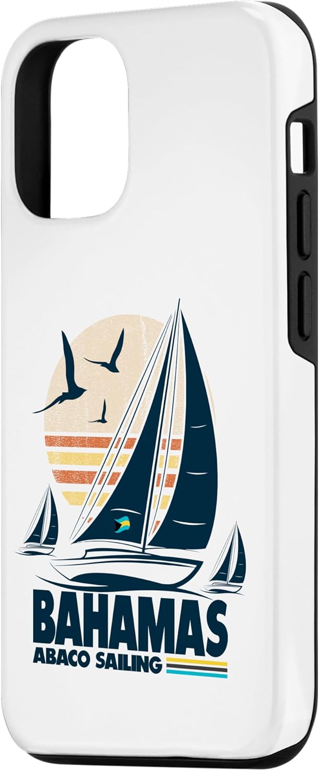 Funda para iPhone 13 Abaco Sloop Sailing Bahamas Regatta Sailboat Bahamian Flag Case