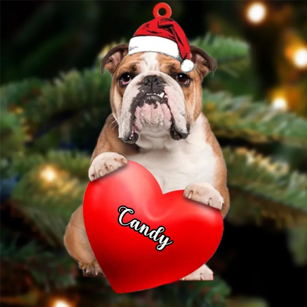 Amantes de los perros de Navidad, corazón de perro de Navidad disponible para muchos perros Bulldog inglés, adorno de Navidad, adorno de Navidad,