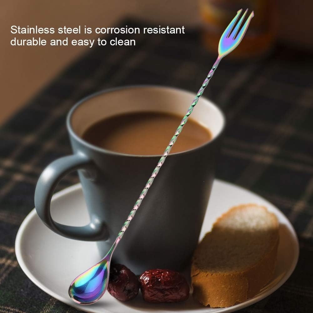 Cuchara de cóctel de acero inoxidable con mango largo, herramienta de mezcla resistente para bebidas, cócteles, café, esencial para camareros (cola