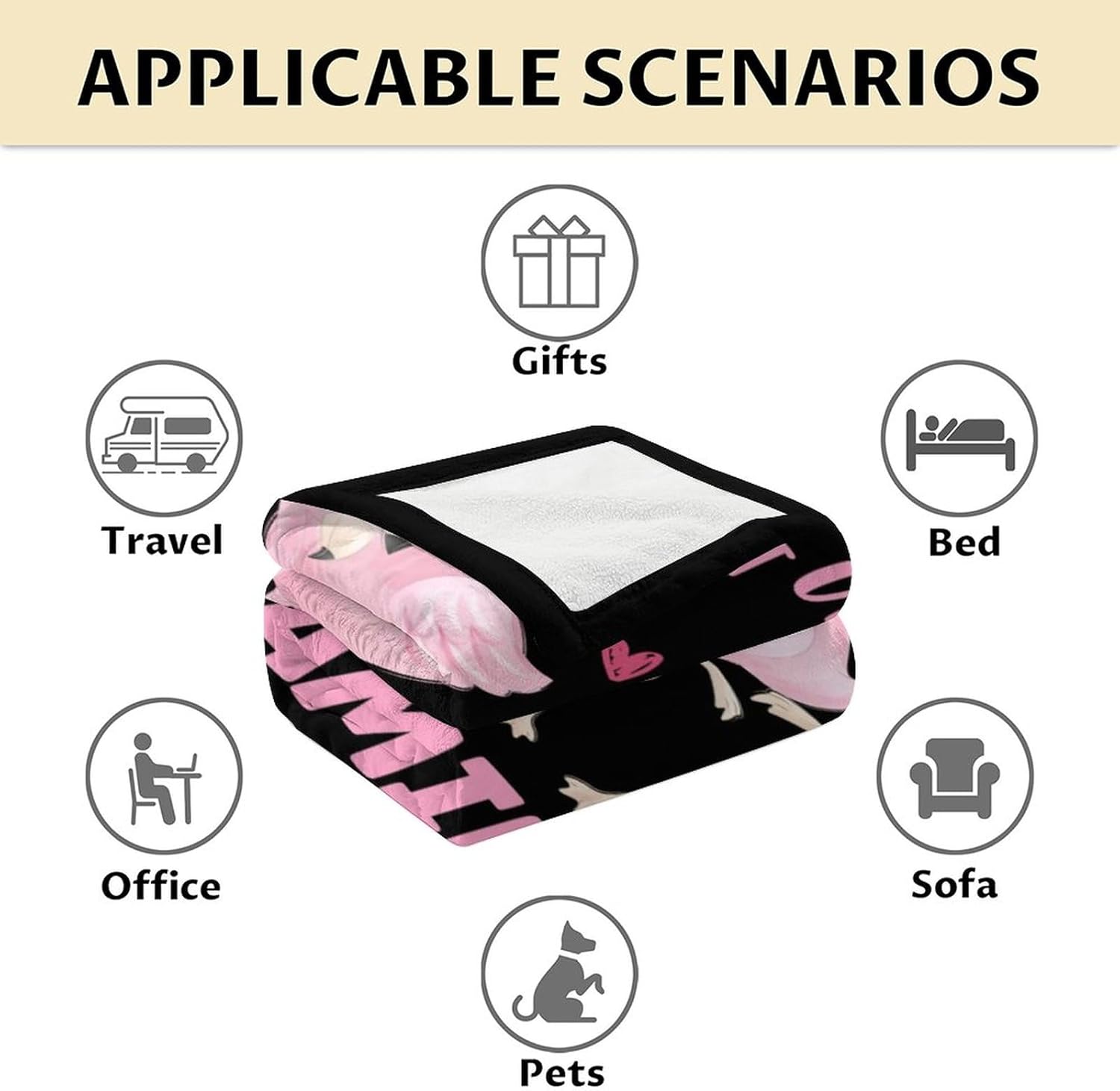 Manta de flamenco para regalar  Manta de 60 x 80 pulgadas para mujeres y niñas, manta negra suave y mullida para cama, sofá y sala de estar