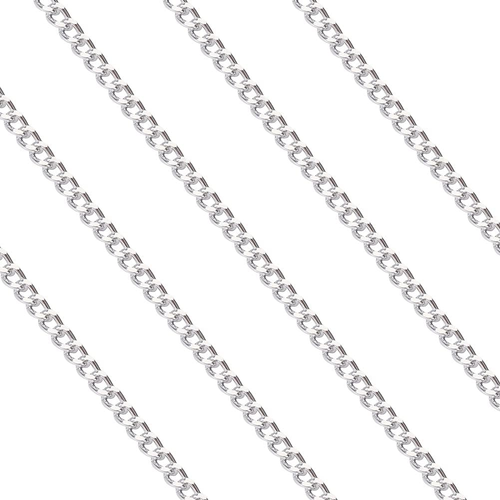 Cadena de eslabones de aluminio de 16.4 pies sin soldar, cadena de eslabones chapada en plata de corte de diamante con carrete de plástico de 0.335