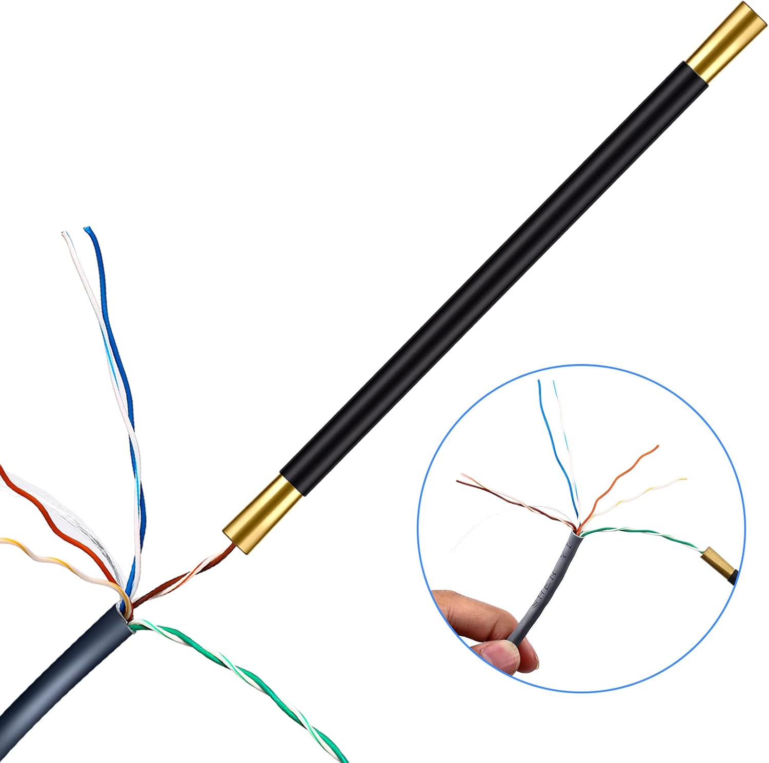 Herramienta para desenroscar cables de red, separadores de alambre trenzado de doble cabeza para CAT5 CAT5e CAT6 CAT7 y teléfono (negro, 1 pieza)