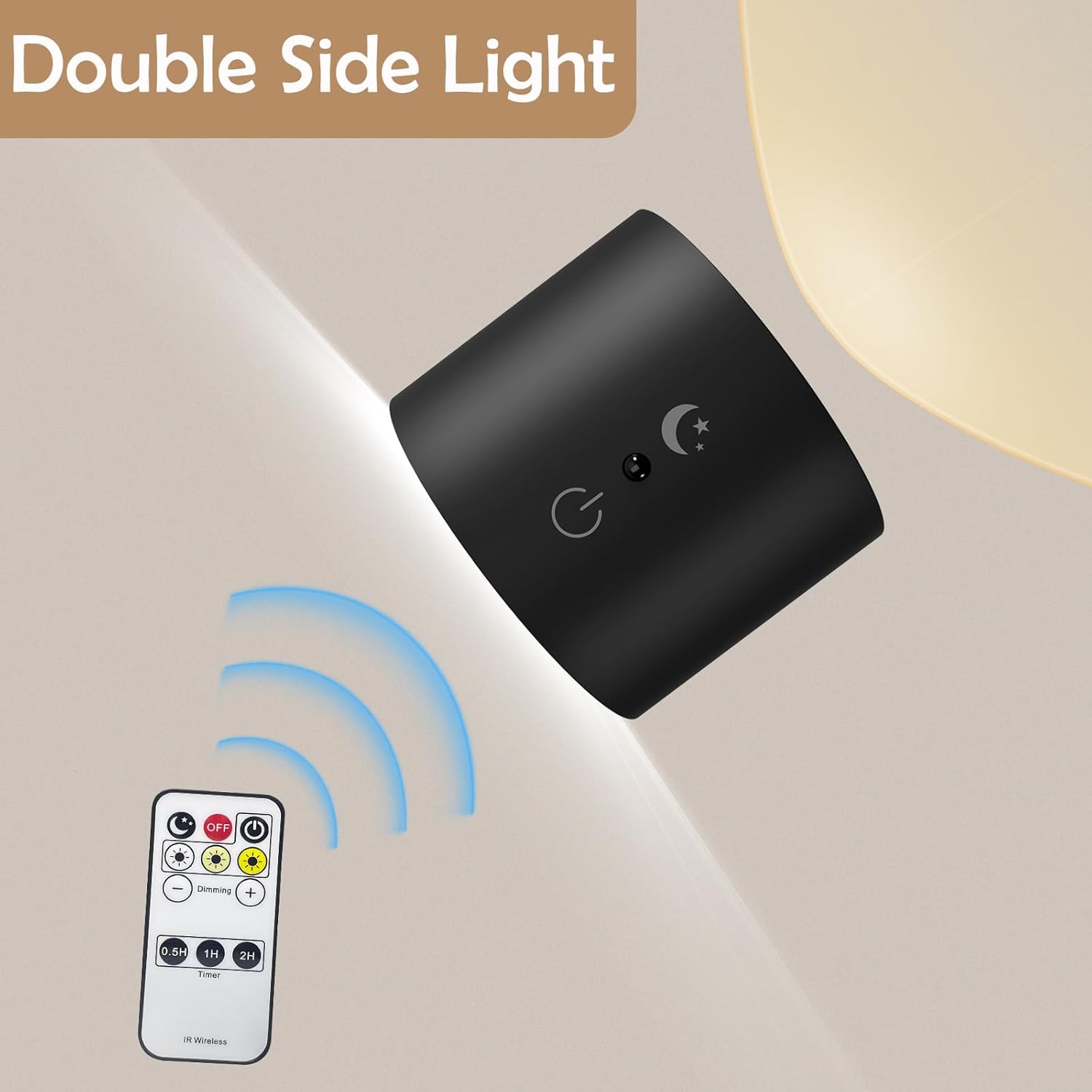 Aplique de pared LED arriba y abajo doble lámpara con 4 brillo regulable, 3 colores, bola magnética extraíble inalámbrica de rotación de 360,
