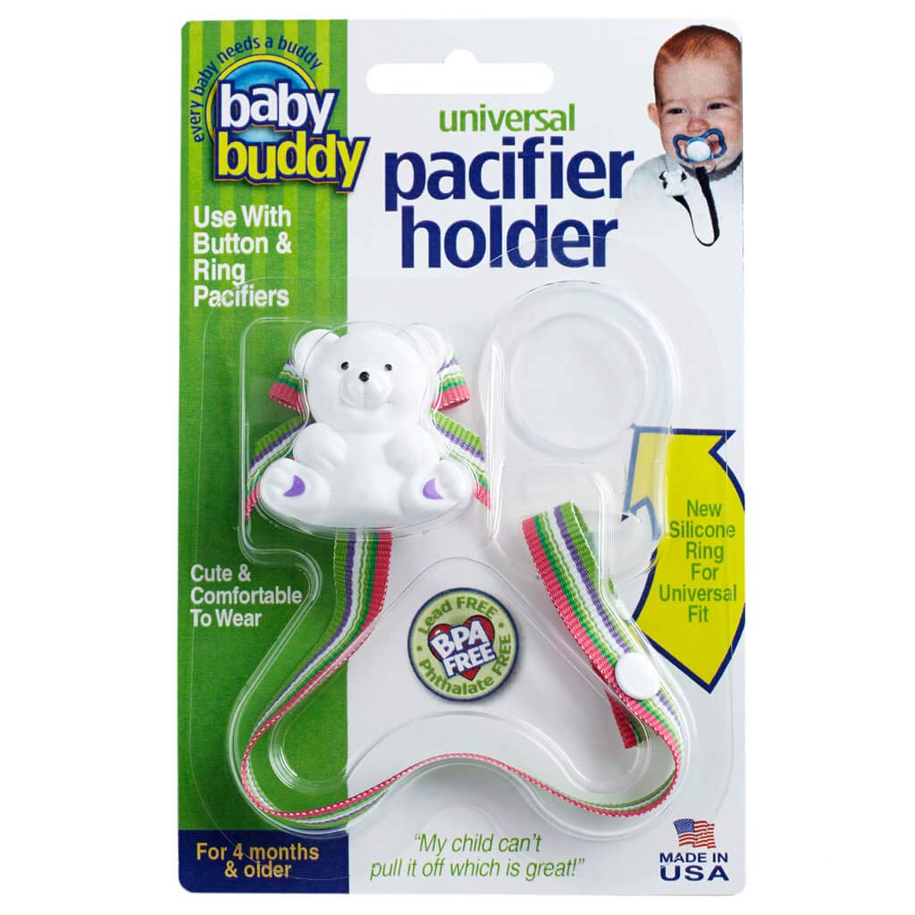 Baby Buddy Clip universal para chupete – Se ajusta al paci o se fija con anillo de silicona de ajuste universal, clip para chupete para bebés de 4