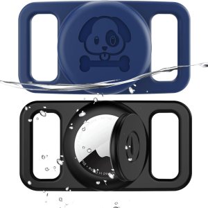 Paquete de 2 soportes impermeables para collar de perro AirTag compatibles con Apple AirTag, soporte de silicona oculto para Airtag Tracker, Paquete de 2 soportes impermeables para collar de perro AirTag compatibles con Apple AirTag, soporte de silicona oculto para Airtag Tracker,