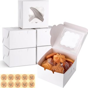 VGOODALL 15 cajas blancas de panadería, mini cajas para pasteles con ventana, cajas pequeñas de 4 pulgadas para galletas, pasteles, calcomanías de VGOODALL 15 cajas blancas de panadería, mini cajas para pasteles con ventana, cajas pequeñas de 4 pulgadas para galletas, pasteles, calcomanías de