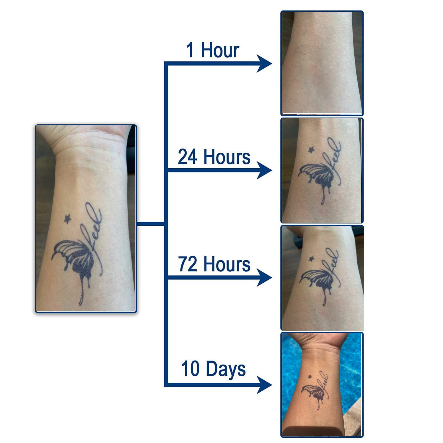 PADOUN Tatuajes temporales de alas de ángel de ballena de sirena, 12 hojas de calcomanías semipermanentes, impermeables y de larga duración para 2