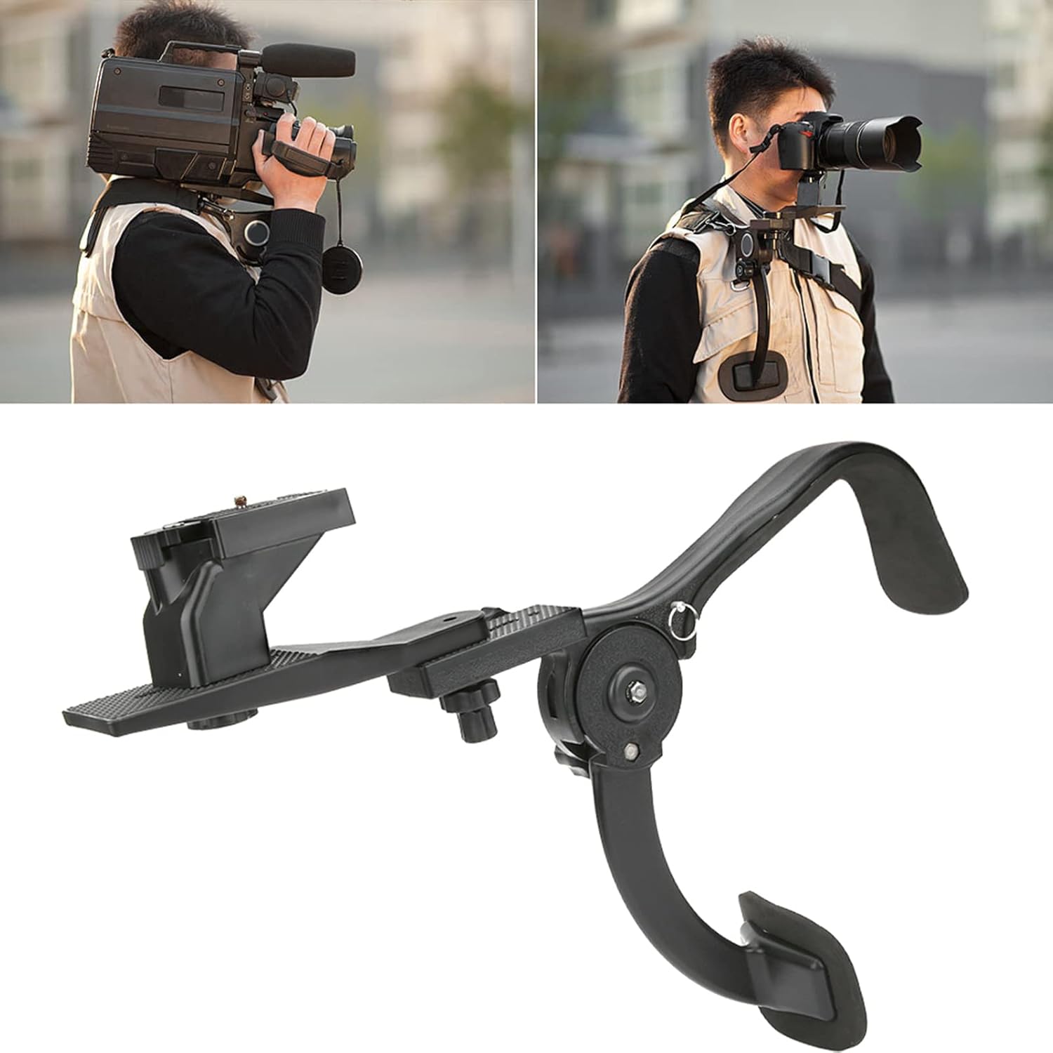SR-500 Soporte de hombro de cámara negra, correa de cámara DSLR Fotografía Hombro Shock Soporte estabilizador Rig