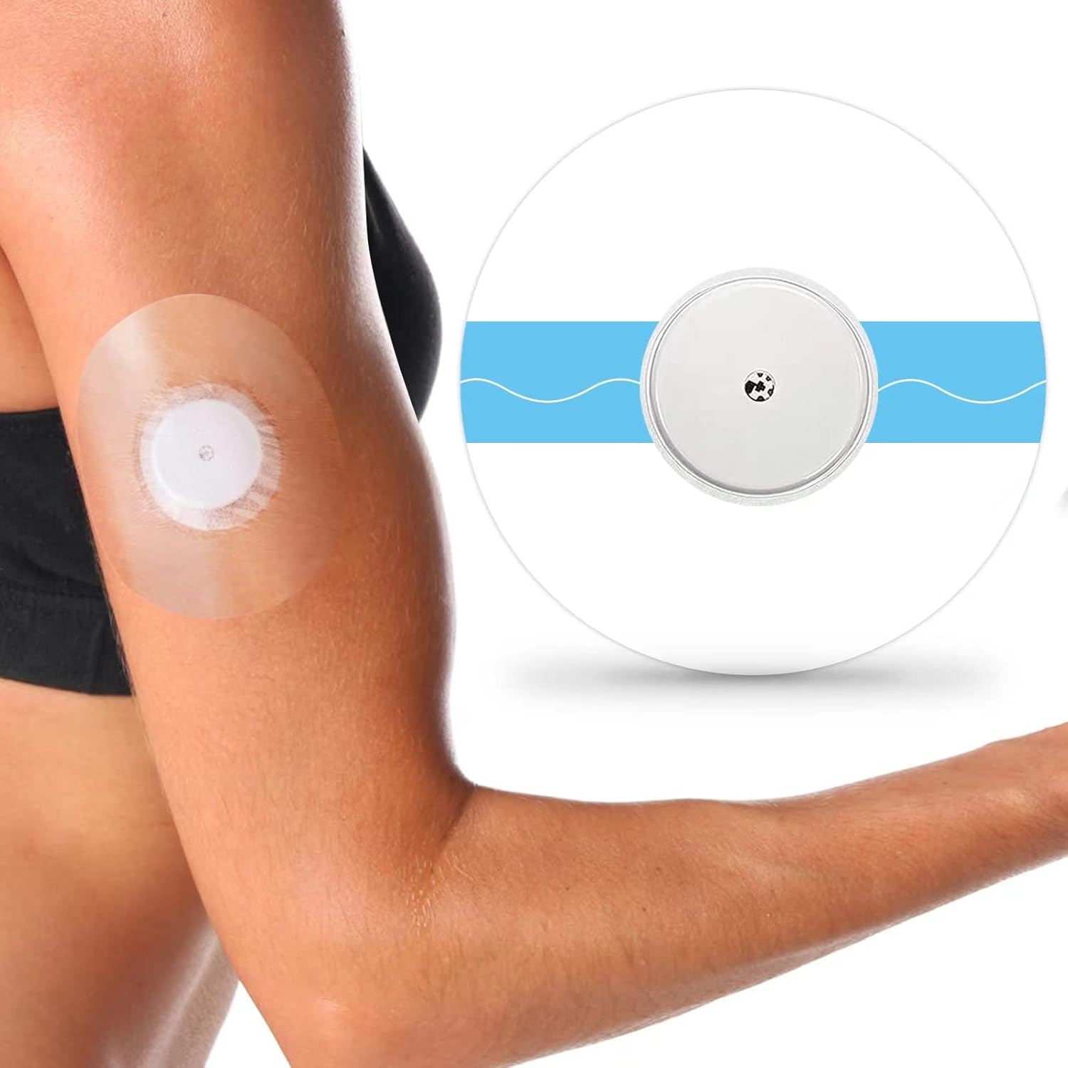 Freestyle – Parches adhesivos con sensor para Libre 2, película transparente impermeable, paquete de 60 unidades, color azul