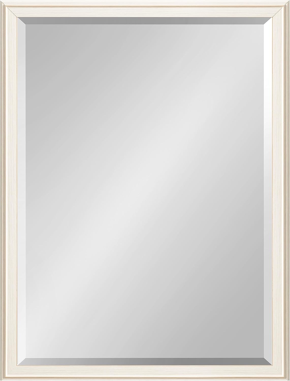 Kate and Laurel Oakhurst – Espejo de pared rectangular tradicional, 18 x 24, blanco suave, espejo de baño vintage envejecido con marco escalonado y
