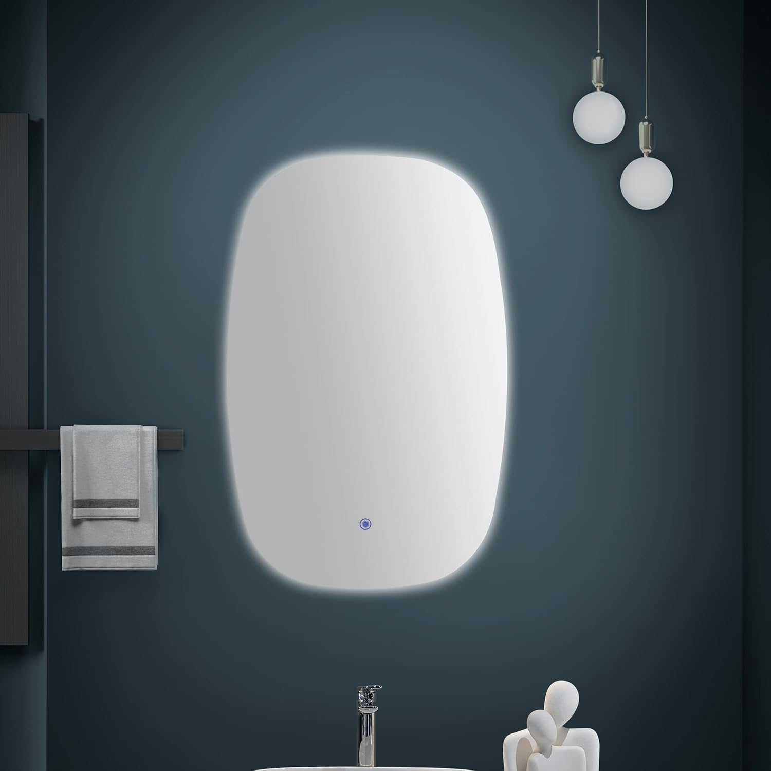 TONA Espejo de baño LED ovalado retroiluminado de 35 x 24 pulgadas, espejo de tocador de 4000 K con luces, espejo de tocador de baño impermeable