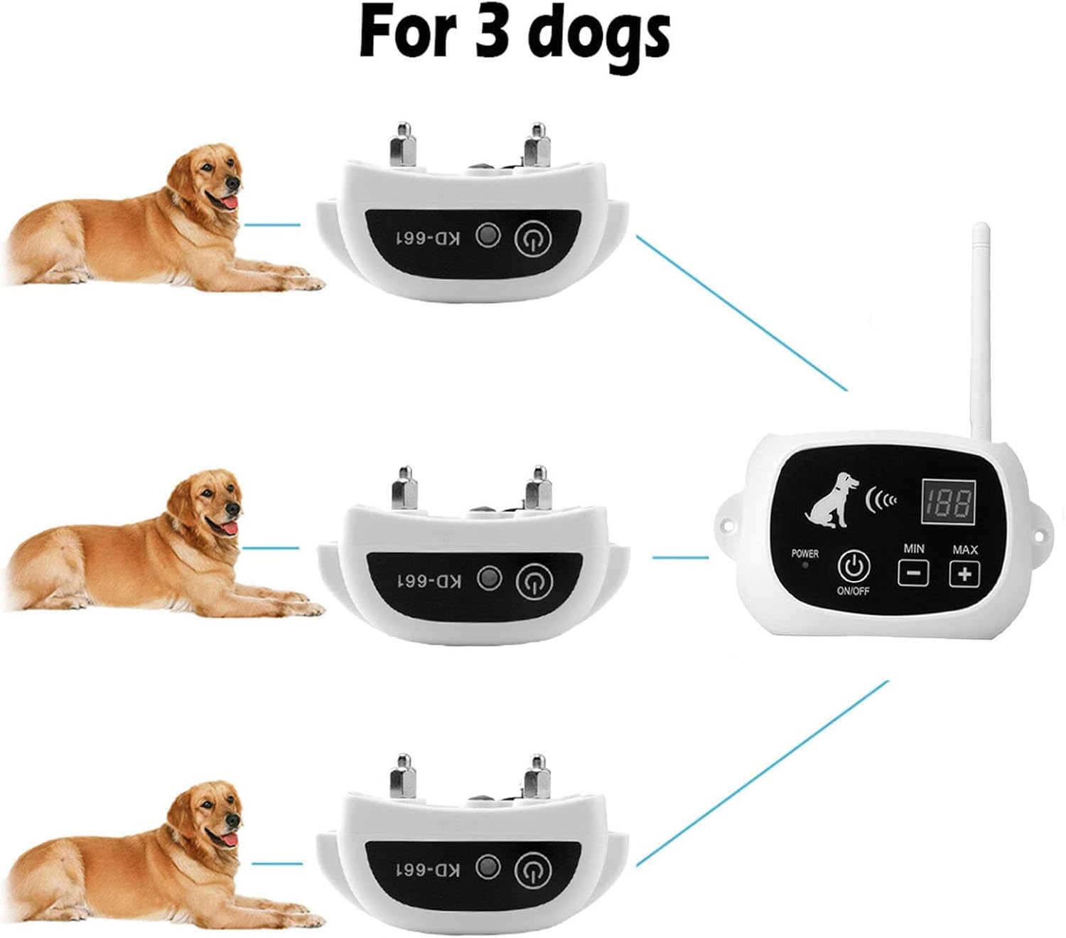 Valla inalámbrica para perros, sistema eléctrico de contención de límites para perros, rango ajustable de hasta 1640 pies, collar de entrenamiento